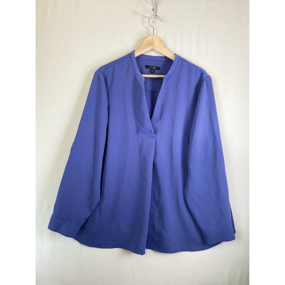 J Jill Wearever Blouse Womens XL Blue Easy Care Career Minimalist Structure
